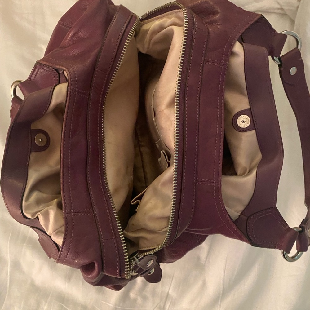 Coach Purple Leather Shoulder Bag with Silver Hardware - Picture 3 of 5